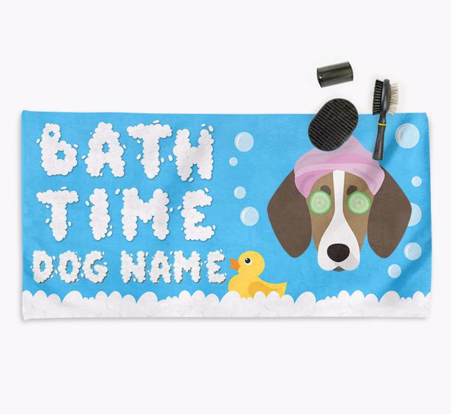 'Bubble Bath Time' Personalised Dog Towel for your {breedCommonName}